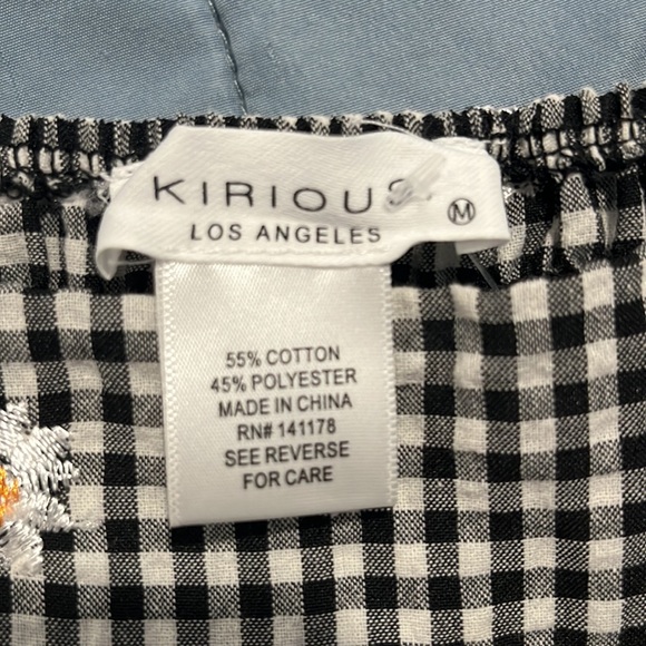 NWT Kirious Los Angeles Sunflower Gingham Babydoll Top  size Medium - Picture 2 of 7